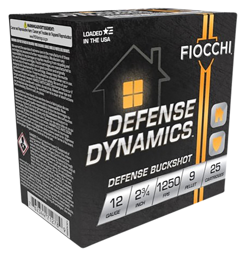 Fiocchi 12EX9P Defense Dynamics Defense Buckshot 12Gauge 2.75" 25 Per Box/10 Case