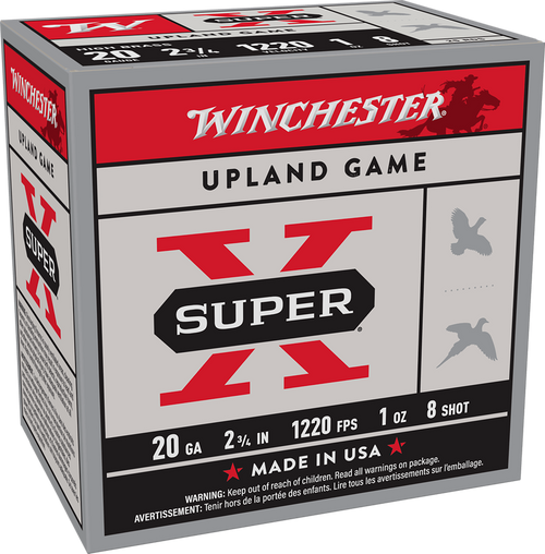 Winchester 20 Gauge Ammo 1 oz #8 Lead Ammunition - 25 Rounds