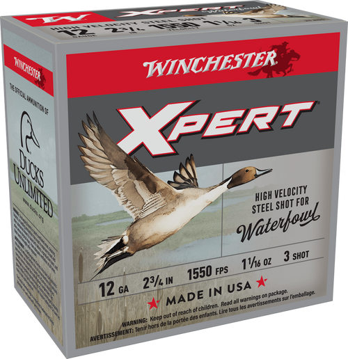 Winchester 12 Gauge Ammo 1 1/16 oz #3 Steel Ammunition - 25 Rounds