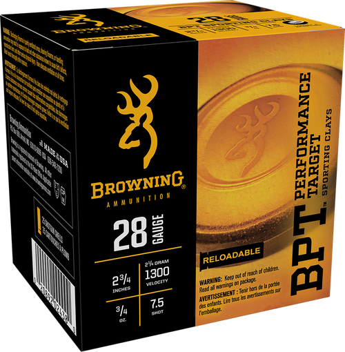 Browning Ammunition 28 Gauge Ammo 3/4 oz #7.5 Ammunition - 25 Rounds