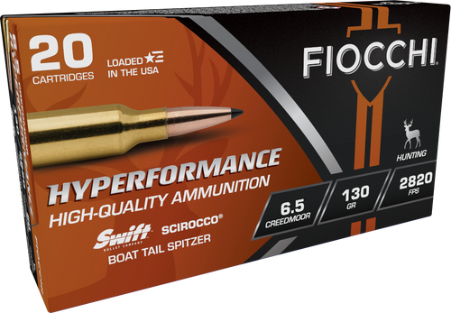 Fiocchi 6.5 Creedmoor Ammo 130gr Swift Scirocco II Boat Tail Spitzer Ammunition - 20 Rounds