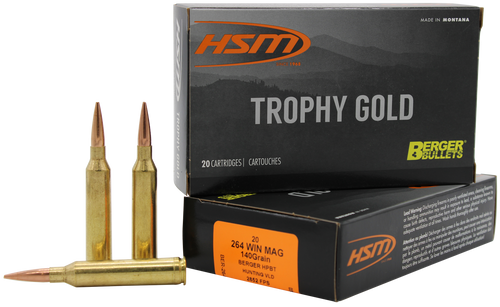 HSM Ammunition 264 Win Mag Ammo 140gr Berger Hunting VLD Match Ammunition - 20 Rounds