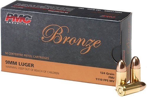 PMC 9mm Ammo 124gr FMJ Ammunition - 50 Rounds