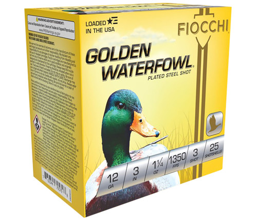 Fiocchi 12 Gauge Ammo 1-1/4 oz #3 Steel Ammunition - 25 Rounds