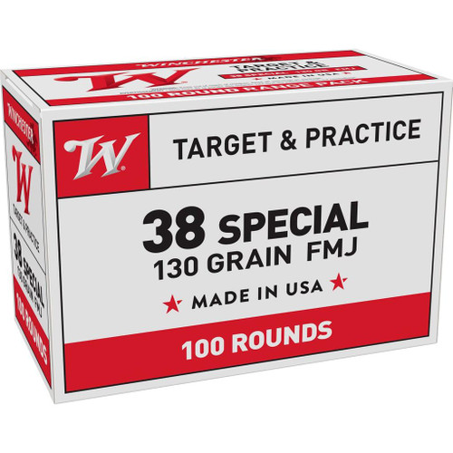 Winchester 38 Special Ammo 130gr FMJ Ammunition - 100 Rounds