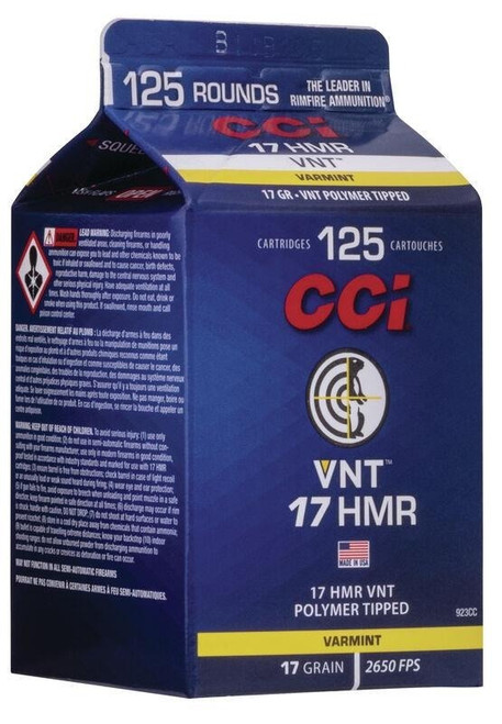 CCI 17 HMR Ammo 17gr BT Ammunition - 125 Rounds