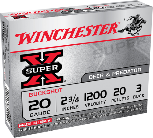 Winchester 20 Gauge Ammo 20 Pellets #3 Buck Ammunition - 15 Rounds