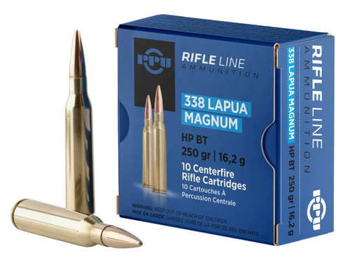 PPU 338 Lapua Mag Ammo 250gr HP Ammunition - 10 Rounds