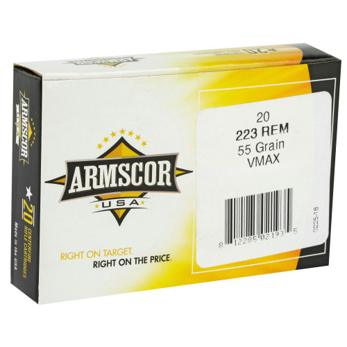 Armscor 223 Rem Ammo 55gr VMAX Ammunition - 20 Rounds