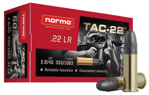 Norma TAC-22 .22 Long Rifle 40gr Ammo - 50 Rounds