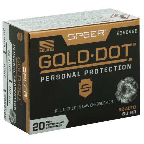 Speer .32 Auto Ammo 60gr JHP Ammunition - 20 Rounds