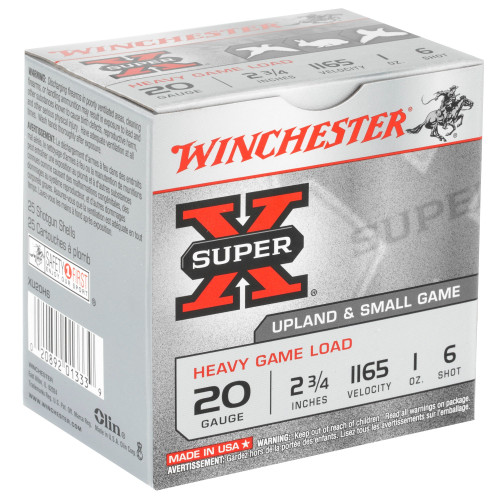 Winchester 20 Gauge Ammo 1 oz #6 Lead Shot Ammunition - 25 Rounds