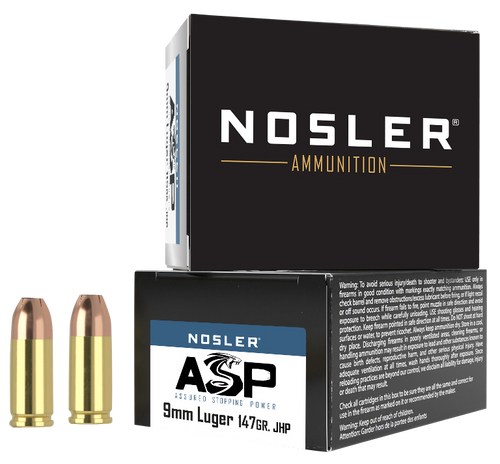 Nosler 9mm Luger Ammo 147gr JHP Ammunition - 20 Rounds