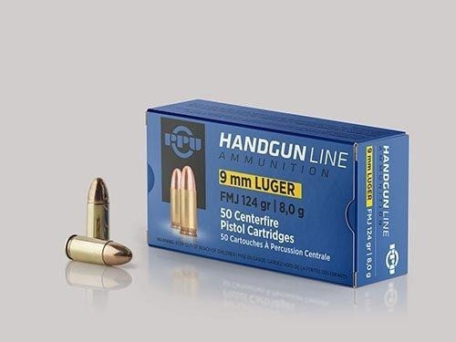 PPU 9mm Ammo 124gr FMJ Ammunition - 50 Rounds