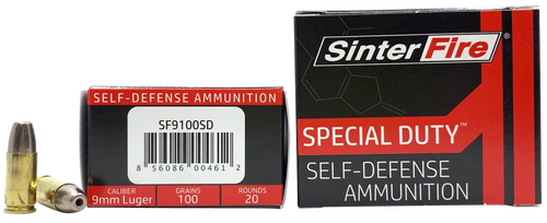 SinterFire 9mm Luger Ammo 100gr Frangible Ammunition - 20 Rounds