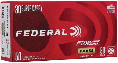 Federal 30 Super Carry Ammo 90gr FMJ Ammunition - 50 Rounds
