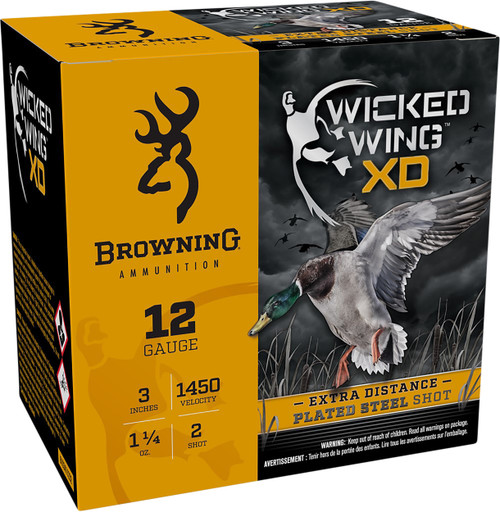 Browning 12 Gauge Ammo 1-1/4 oz #2 Plated Steel Shot Ammunition - 25 Rounds