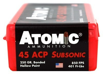 Atomic Ammunition .45 ACP Ammo 250gr HP Ammunition - 50 Rounds