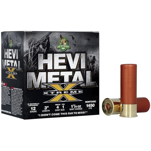 Hevi-Shot 12 Gauge Ammo 1-1/4 oz #4 Tungsten/Steel Ammunition - 25 Rounds