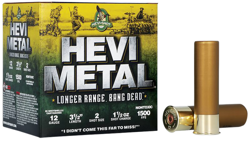 Hevi-Metal 12 Gauge Ammo 1 1/2 oz #2 Steel Shot Ammunition - 25 Rounds