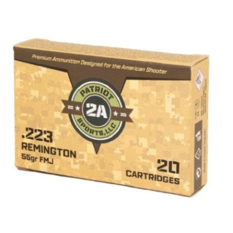 Patriot Sports .223 Rem Ammo 55gr FMJ Ammunition - 20 Rounds