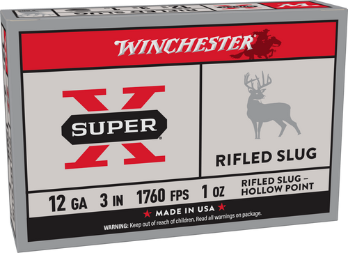 Winchester 12 Gauge Shotgun Ammunition X123RS15 3" Rifled Slug - 5 Shells