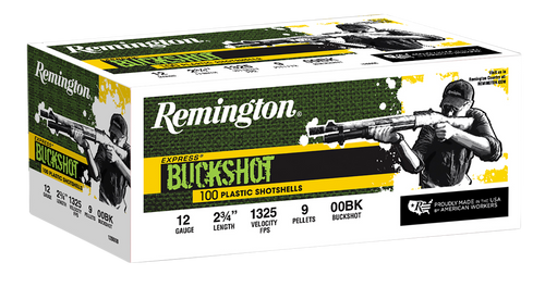 Remington 12 Gauge Ammo 00 Buck Shot Lead Ammunition - 100 Rounds