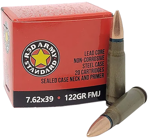 Red Army Standard 7.62x39mm Ammo 122gr FMJ Ammunition - 20 Rounds