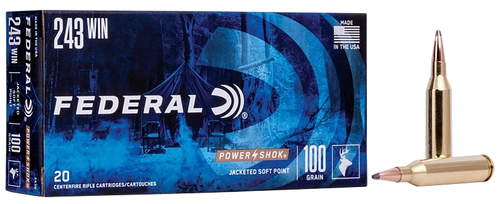 Federal 243 Ammo 100gr Jacketed Soft Point Ammunition - 20 Rounds