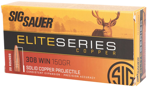 Sig Sauer 308 Ammo 150gr Copper Solid Ammunition - 20 Rounds