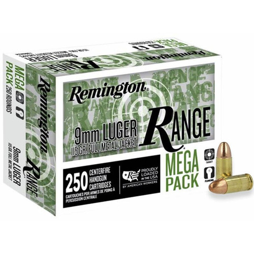 Remington 9mm Ammo 115gr FMJ Ammunition - 250 Rounds
