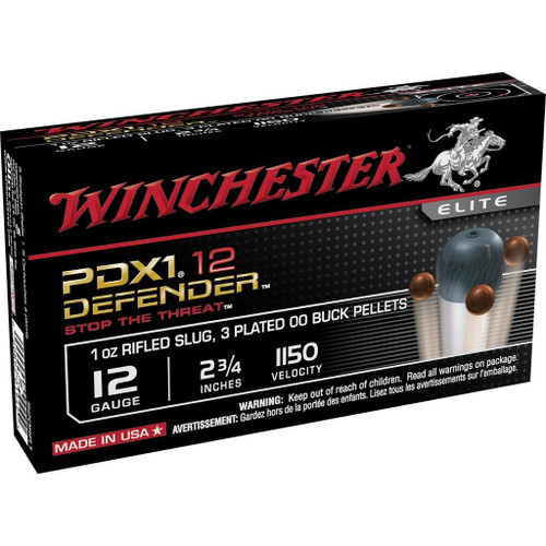 Winchester Defender 12 Gauge 2-3/4" Slug/00 Buck Shotshell Ammo - 10 Rounds