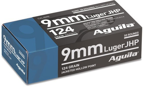 Aguila 9mm Ammo 124gr JHP Ammunition - 50 Rounds