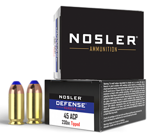 Nosler 45 Automatic Colt Pistol Ammo 230gr Bonded Tipped Ammunition - 20 Rounds