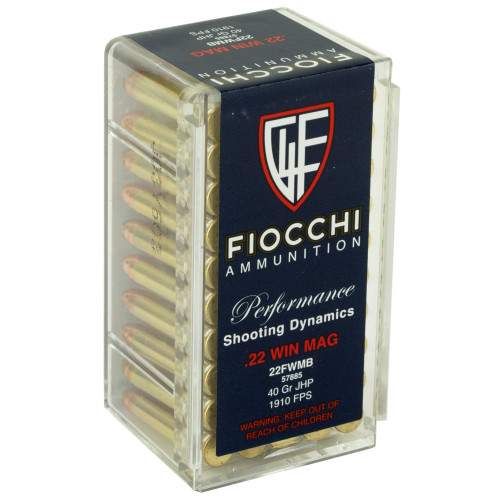 Fiocchi 22 WMR Ammo 40gr JHP Ammunition - 50 Rounds