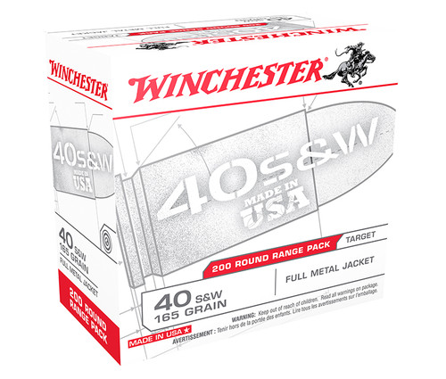 Winchester 40 Cal Ammo 165gr FMJ Ammunition - 200 Rounds