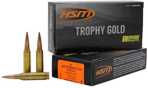 HSM 260 Remington Ammo 130gr Berger Hunting VLD Match Ammunition - 20 Rounds