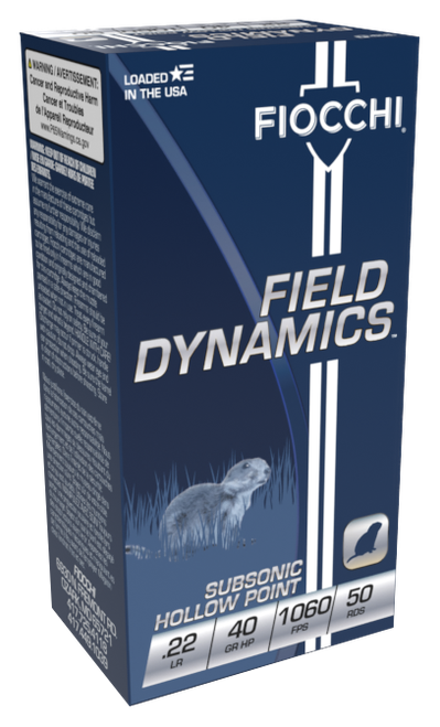 Fiocchi Field Dynamics Rimfire .22 Long Rifle 40gr HP Ammo - 50 Rounds