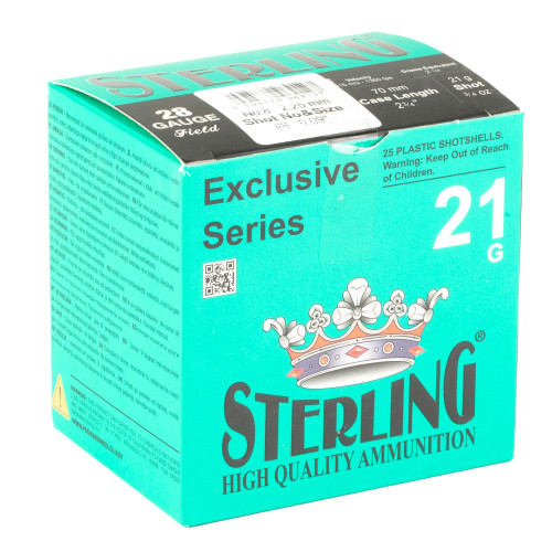 Sterling 28 Gauge 2.75" Ammo 3/4 oz #8 Ammunition - 25 Rounds