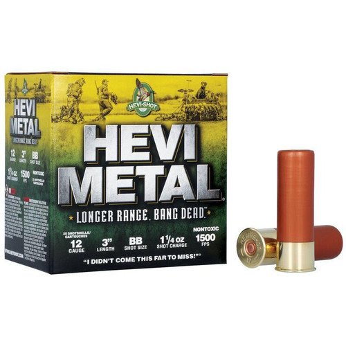 Hevi-Shot 12 Gauge Ammo 1-1/4 oz #BB Steel Shot Ammunition - 25 Rounds
