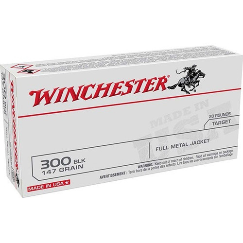 Winchester 300 AAC Blackout Ammo 147gr FMJ Ammunition - 20 Rounds