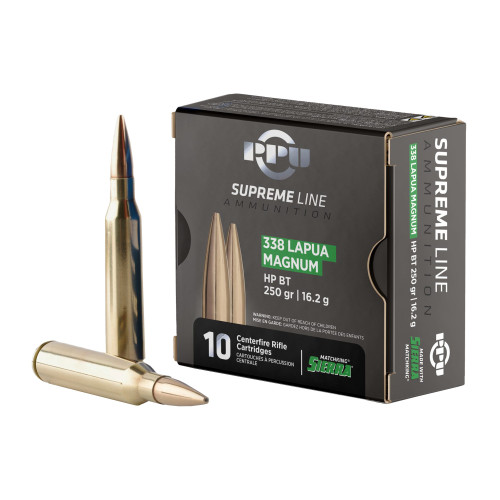 PPU .338 Lapua Mag Ammo 250gr HPBT Ammunition - 10 Rounds