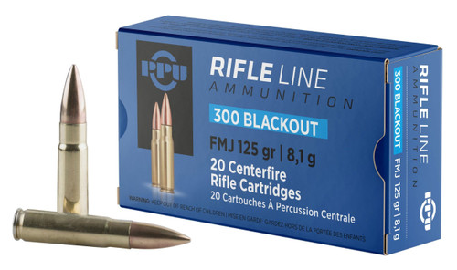 PPU 300 AAC Blackout Ammo 125gr FMJ Ammunition - 20 Rounds