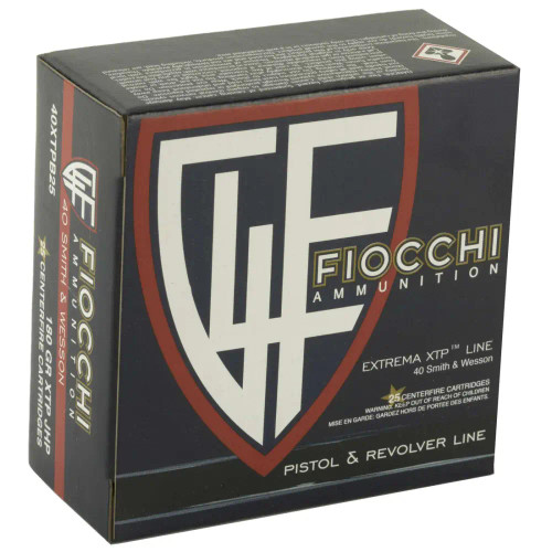 Fiocchi 40 Cal Ammo 180gr Hornady XTP Hollow Point Ammunition - 25 Rounds