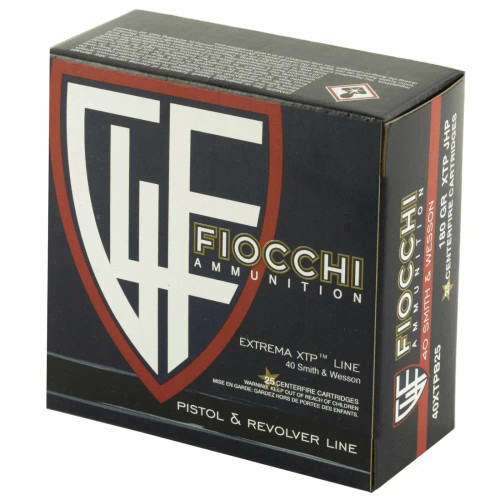 Fiocchi 40 Cal Ammo 180gr Hornady XTP Hollow Point Ammunition - 25 Rounds