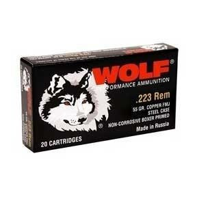 Wolf .223 Rem Ammo 55gr FMJ Ammunition - 20 Rounds