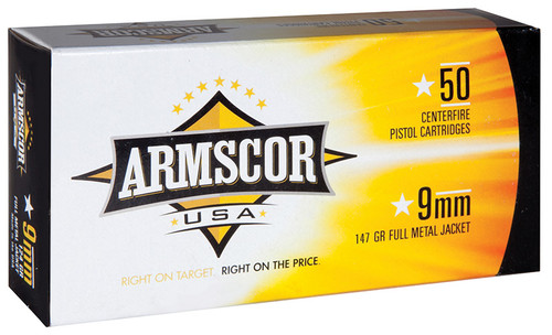 Armscor 9mm Ammo 147gr FMJ Ammunition - 50 Rounds