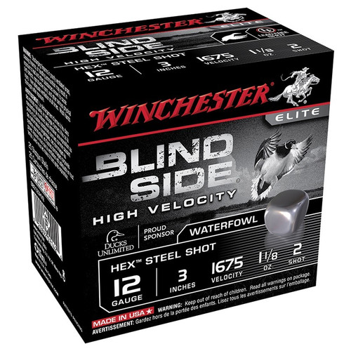 Winchester 12 Gauge Ammo 1-1/8 oz #2 Hex Steel Ammunition -25 Rounds