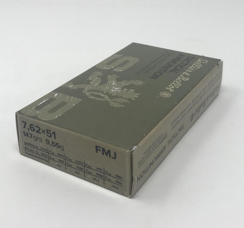 Sellier & Bellot 7.62x51mm Ammo 147gr FMJ Ammunition - 20 Rounds