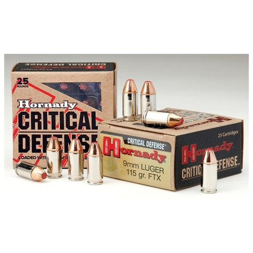 Hornady 9mm Luger Ammo 115gr JHP Ammunition - 25 Rounds